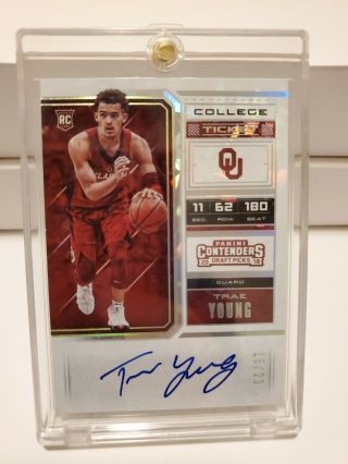 Trae Young 2018 Panini Contenders Cracked Ice Rc Auto 