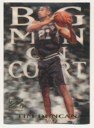 Tim Duncan 1997/98 Skybox Z - Force 4 Rc Rookie Big Men On Court Spurs Sp $500