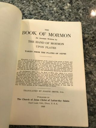 1949 Vintage The Book of Mormon Blue Hardcover LDS Church Scriptures 2