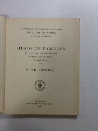 1790 South Carolina Census Of The Heads Of Families