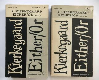 Søren Kierkegaard Either/or Vintage 1959 Paperback Book Vol.  I & Ii