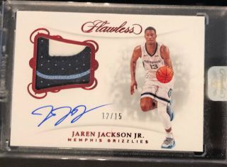2019 Flawless Basketball Jaren Jackson Jr Game Worn Rookie Patch Auto 12/15