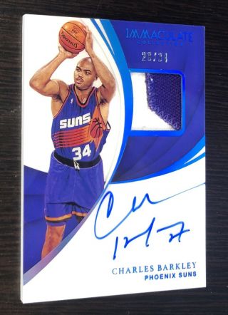 Charles Barkley 2018 - 19 Immaculate Autograph Auto Game Worn Patch Suns /34