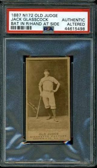1887 N172 Old Judge Jack Glasscock Bat In R/hand At Side.  Psa Auth