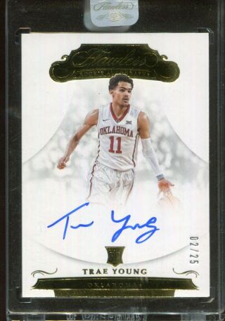 2018/19 Panini Flawless College Trae Young Gold Rc Rookie Auto Ed 02/25
