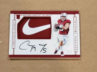 2017 National Treasures Christian Mccaffrey Auto Rc Rpa Patch Rookie 2/2 Ssp