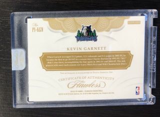 19/25 Kevin Garnett 2018 - 19 Panini Flawless Autograph Auto Timberwolves On Card 2