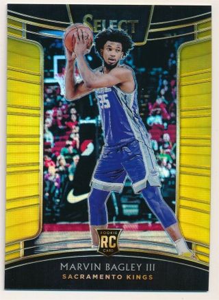 Marvin Bagley 2018/19 Panini Select Rc Rookie Gold Prizms Kings Sp 04/10 $800,