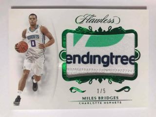 2018 - 19 Panini Flawless Green Rookie Patch " Logo " : Hornets Miles Bridges 1/5