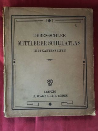 1932 Very Rare Full Color German Language World Atlas Hardcover Book Leipzig