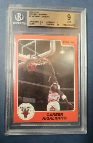 1986 - 87 Star 7 Michael Jordan Rc Bgs 9  Career Highlights