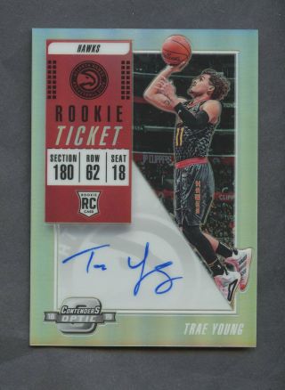 2018 - 19 Contenders Optic Rookie Ticket Trae Young Hawks Rc Auto 4