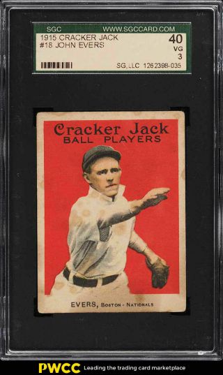 1915 Cracker Jack Johnny Evers 18 Sgc 3 Vg (pwcc)