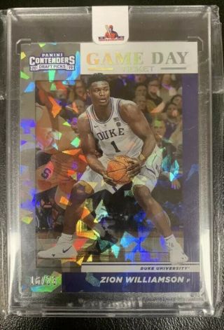 2019 - 20 Zion Williamson Panini Contenders Cracked Ice /23 Prizm Game Day Ticket
