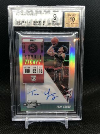 2018 - 19 Contenders Optic Rookie Ticket Trae Young Hawks Rc Rookie Auto Bgs 9/10