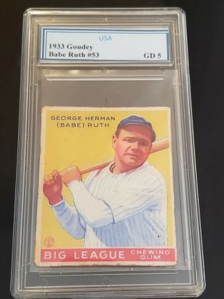 1933 Goudey 53 Babe Ruth York Yankees Baseball Card