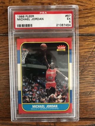 1986 Fleer Basketball Michael Jordan 57 Chicago Bulls Rookie Psa 5 Ex