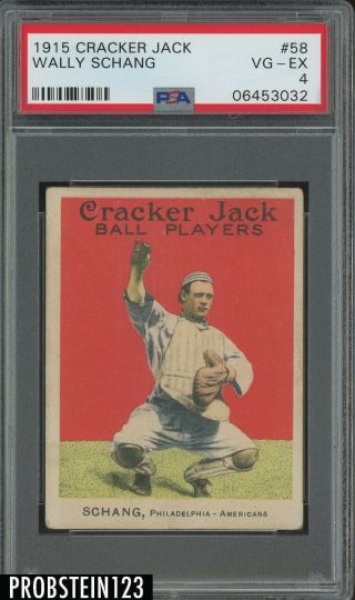 1915 Cracker Jack 58 Wally Schang Philadelphia Americans Psa 4 Vg - Ex