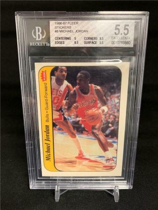 1986 - 87 Fleer Michael Jordan Sticker Rookie 8 Bgs 5.  5,