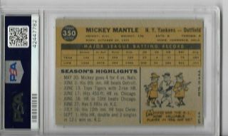 MICKEY MANTLE 1960 TOPPS 350 PSA 6 EX - MT (MC) HOF 2