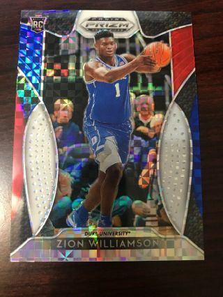 2019 - 20 Prizm Collegiate Draft Picks Zion Williamson Red White Blue Rc /99