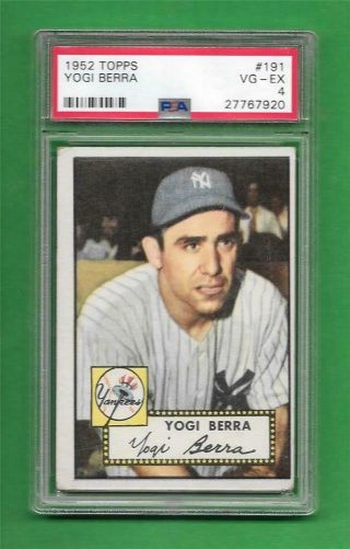 1952 Topps 191 Yogi Berra Psa Vg - Ex 4 York Yankees Old Baseball Card