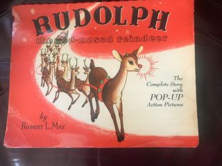 Vintage 1950 Rudolph Pop Up Book By Robert L May Spiral Binding