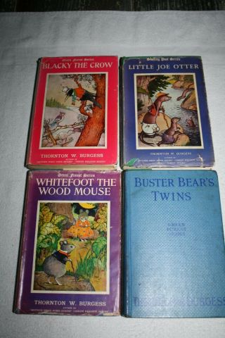 A Group Of 4 Books By Thornton W.  Burgess: Crow,  Otter,  Wood Mouse,  Buster Bear
