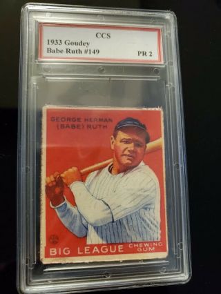 1933 Goudey Babe Ruth 149 Red York Yankees Rookie Card -