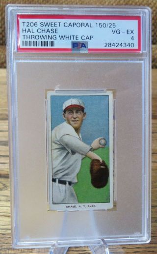 T206 Hal Chase Throwing White Cap Sweet Caporal 150/25 Psa 4