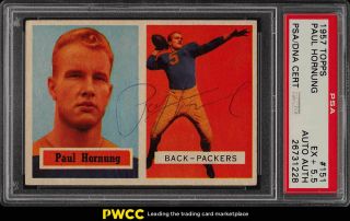1957 Topps Football Paul Hornung Rookie Rc Psa/dna Auth Auto 151 Psa 5.  5 (pwcc)