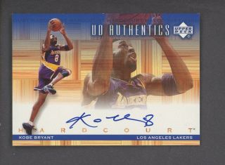 2000 - 01 Ud Authentics Hardcourt Kobe Bryant Lakers On Card Auto
