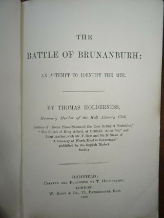 1888 The Battle Of Brunanburh: An Attempt To Identiry The Site By Holderness ^