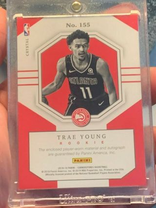 2018 - 19 Panini Cornerstones Basketball Trae Young Rookie Crystal Quad Patch Auto 2