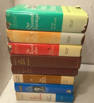 The Story Of Civilization By Will Durant Volumes 1,  2,  5 - 9,  11 Hc/dj 8 Books