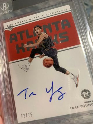 Trae Young 2018 - 19 Panini Encased Rookie Notable Signatures Auto Rc /75 