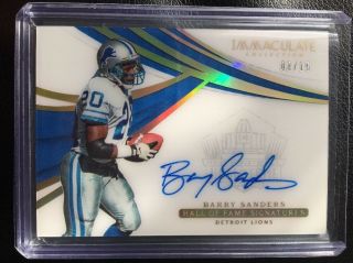 2018 Immaculate Barry Sanders Auto ’d/15 Hof Sigs Lions