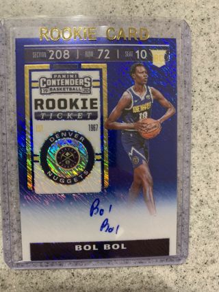 2019 - 20 Contenders Bol Bol Blue Shimmer Prizm Rookie 10/20 Jersey 1/1