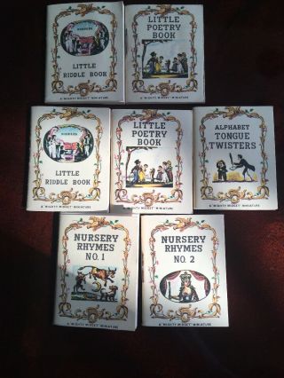 Mighty Midget Miniature Book Set Of 7 (2 " X 1.  5 ") B.  Shackman Poetry & Riddles