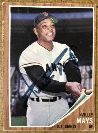 Willie Mays 1962 Topps Signed Baseball Card - Jsa - Sf Giants Auto