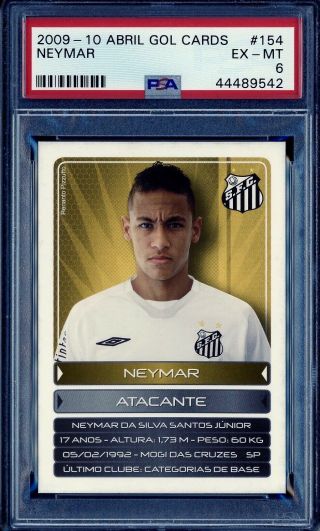 2009 Abril Gol Cards Futebol Soccer 154 Neymar Jr.  Rookie Rc Psa 6 Ex -