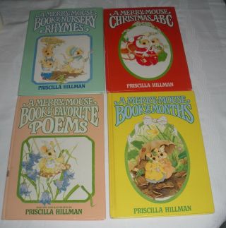 4 - A Merry - Mouse Hardcover Books By Priscilla Hillman 1980 