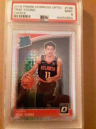 Trae Young 2018 - 19 Donruss Optic Choice Mojo Rated Rookie Psa 9 198 Rc