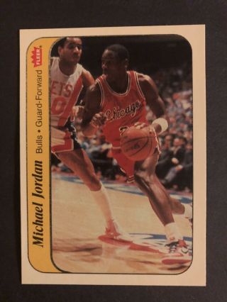 1986 Fleer Stickers Michael Jordan Chicago Bulls 8 Rookie Basketball Card
