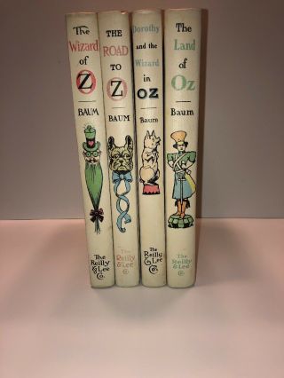 4 Antique/vintage Wizard Of Oz Books L.  Frank Baum Illustrated.