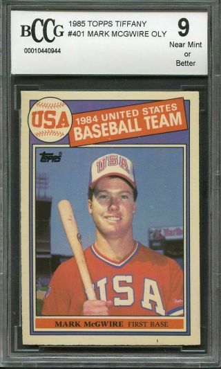 1985 Topps Tiffany 401 Mark Mcgwire Usa Oly Rookie Card (centered) Bgs Bccg 9
