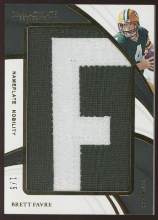 2019 Panini Immaculate Brett Favre Nameplate Nobility Letter Patch /5