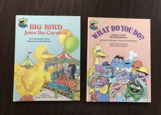Sesame Street Big Bird Joins The Carnival What Do You Do? Vintage Hardback Books