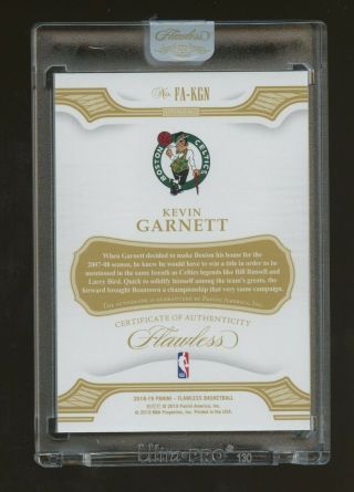 2018 - 19 Flawless Kevin Garnett Boston Celtics AUTO 24/25 2