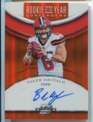 2018 Baker Mayfield Panini Contenders Optic Auto Roy Rookie Year Rc 30/35 Nrmt